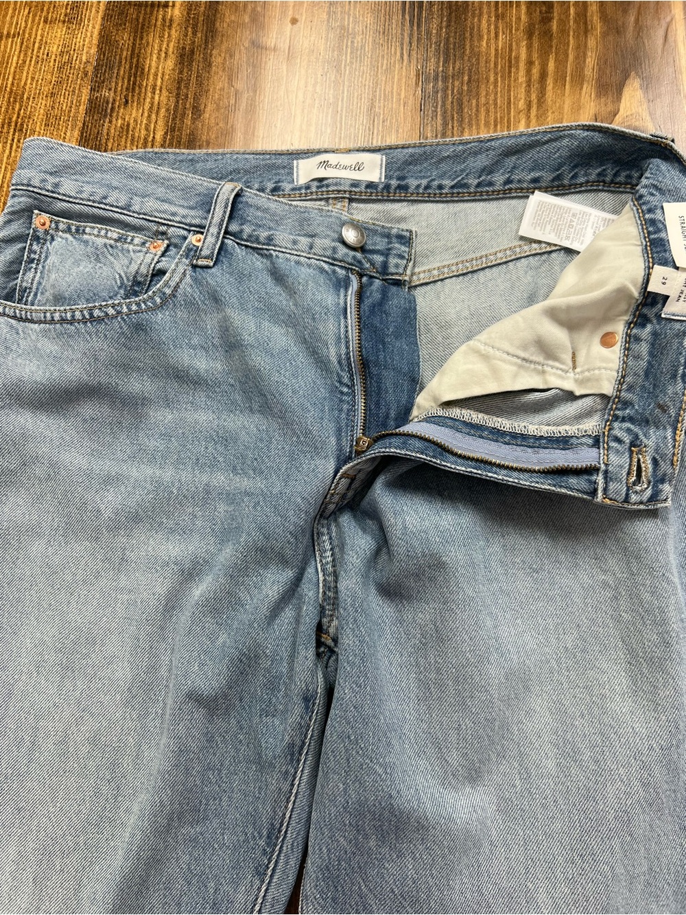 Madewell The Dean Easy Straight Jean in Airy Denim Faded Horizon Wash Size 29 - Picture 11 of 13